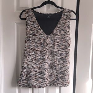 French Connection Sahara Wave Vest Melon Striped Knit Blouse Top Size M